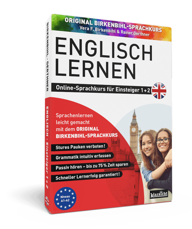 Vera-Birkenbihl-Online-Sprachkurs-Englisch-Einsteiger-Klarsicht-Verlag Der erfolgreiche Birkenbihl Online-Sprachkurs fuer Einsteiger mit zwei gluecklichen Frauen in London auf dem Titelbild.