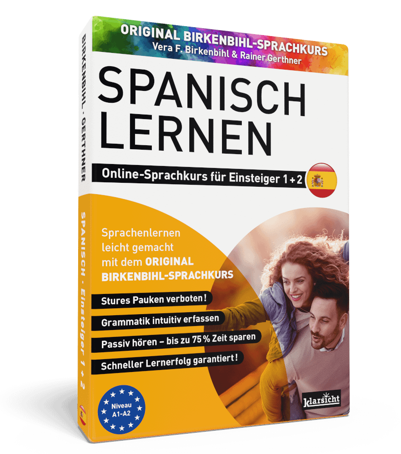 Vera Birkenbihl Online Sprachkurs Spanisch Einsteiger | Klarsicht Verlag Der erfolgreiche Birkenbihl Online-Sprachkurs Spanisch fuer Einsteiger mit einem gluecklichen Paar in Barcelona auf dem Titelbild.